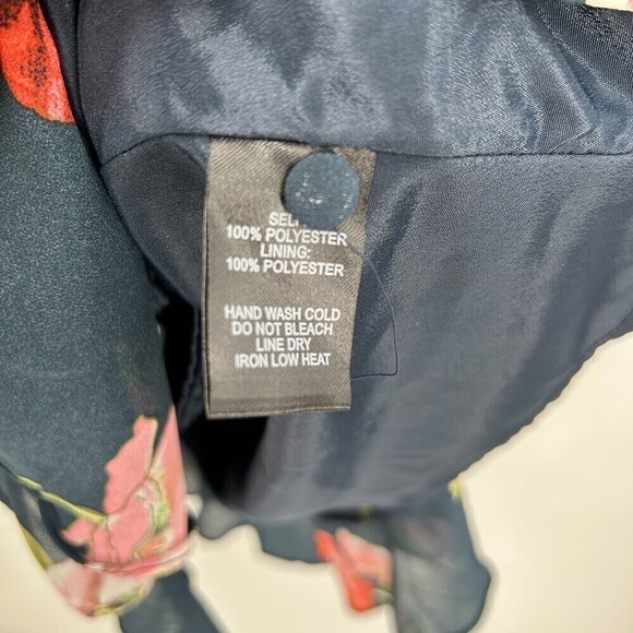 LULUS In Full Bloom Navy Blue Floral Print Long Sleeve Mini Dress Size Small - Picture 11 of 11